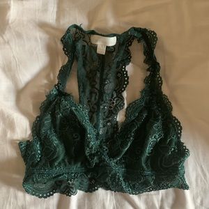 Francesca’s Green Racer Back Lace Bralette